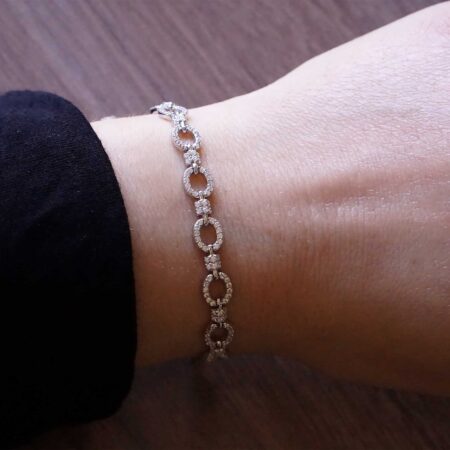 Βραχιόλι Γυναικείο Ασημένιο 925 Με Λευκές Πέτρες Ζιργκόν