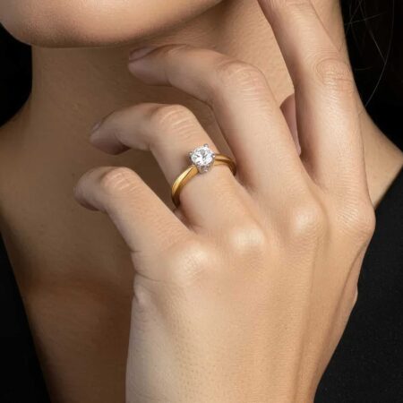 Μονόπετρο Δαχτυλίδι Swarovski Σε Χρυσό 14 Καράτια