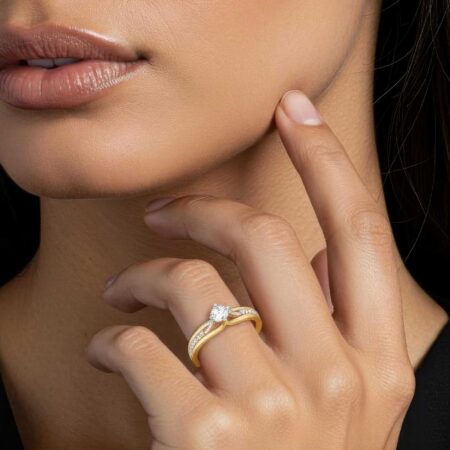 Swarovski Χρυσό Δαχτυλίδι Δίχρωμο 14 Καράτια