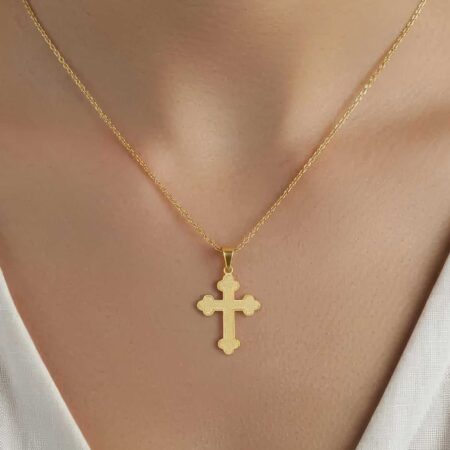 Unisex Σταυρός Χρυσός 14Κ Με Ανάγλυφο Σχέδιο