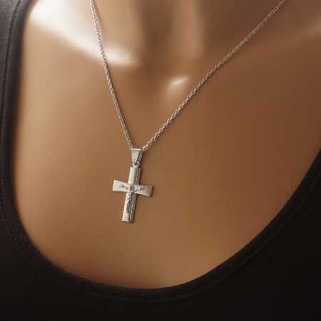 Unisex Ασημένιος Σταυρός Με Εσταυρωμένο 925